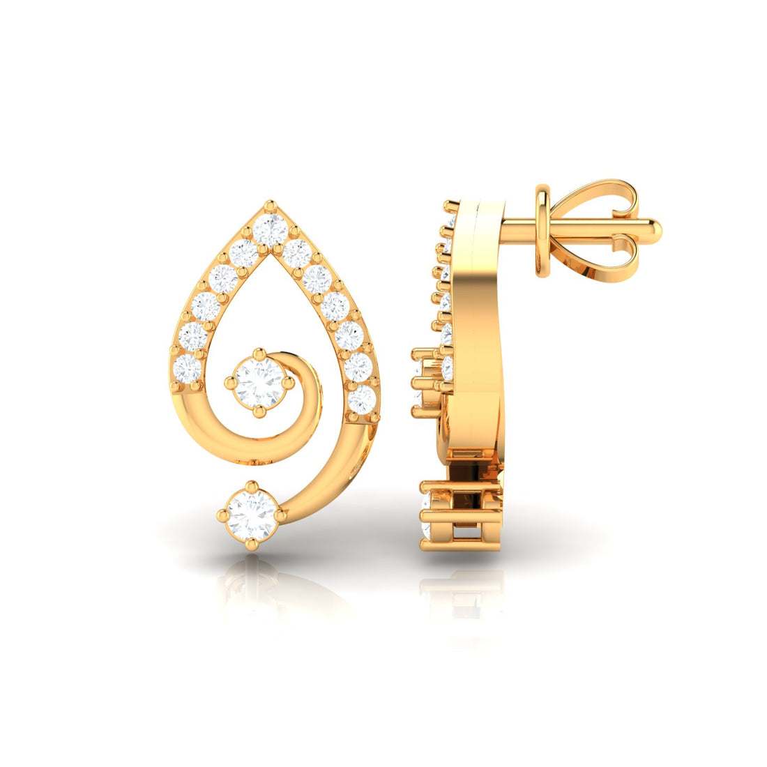 Diamond Unique Leaf Earrings