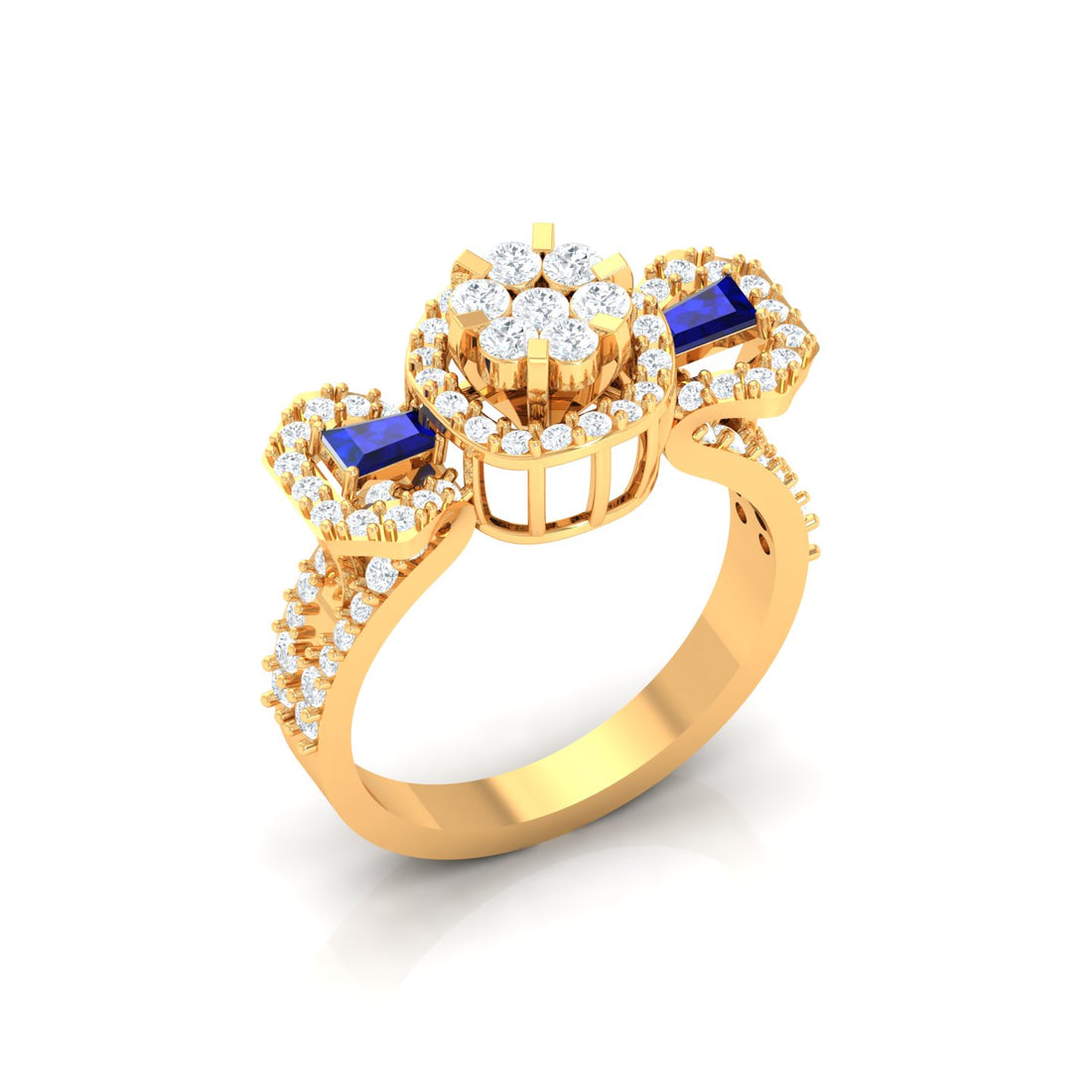 The Extravagant Cluster Blue Sapphire Ring