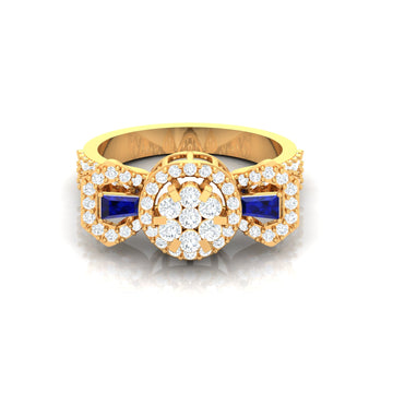 The Extravagant Cluster Blue Sapphire Ring
