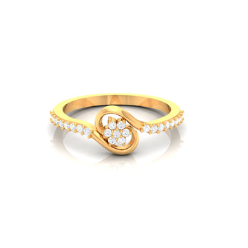 Modern Twirly Leaf Gold Ring