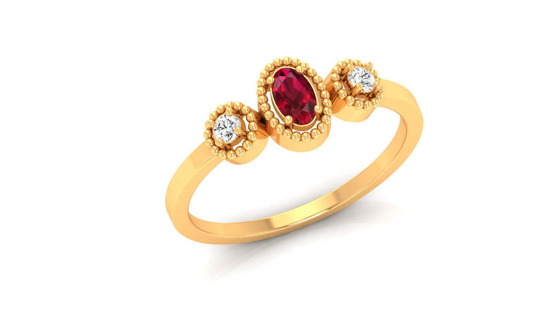 Ruby Halo Ring 14KT
