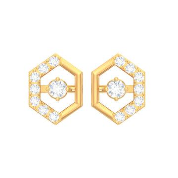 Gleaming Hexagon Diamond Stud Earrings