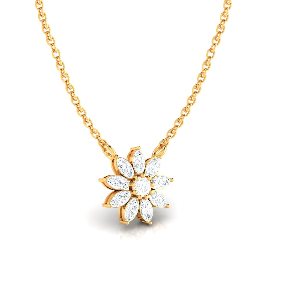 Floral Marquise Diamond Pendant (WITHOUT CHAIN)